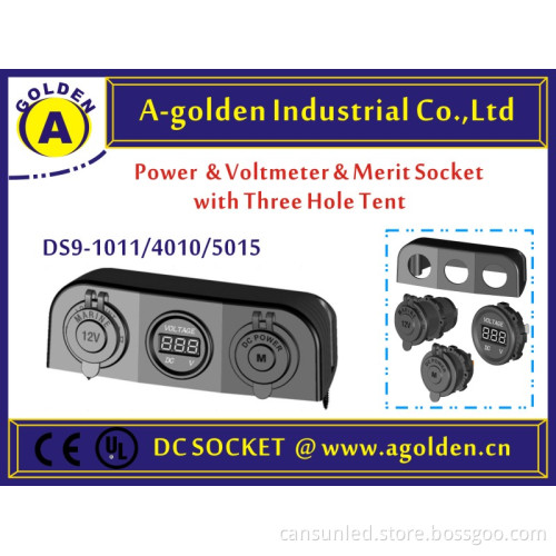 ac power socket AC socket DC socket with illuminated rocker switch with fuse